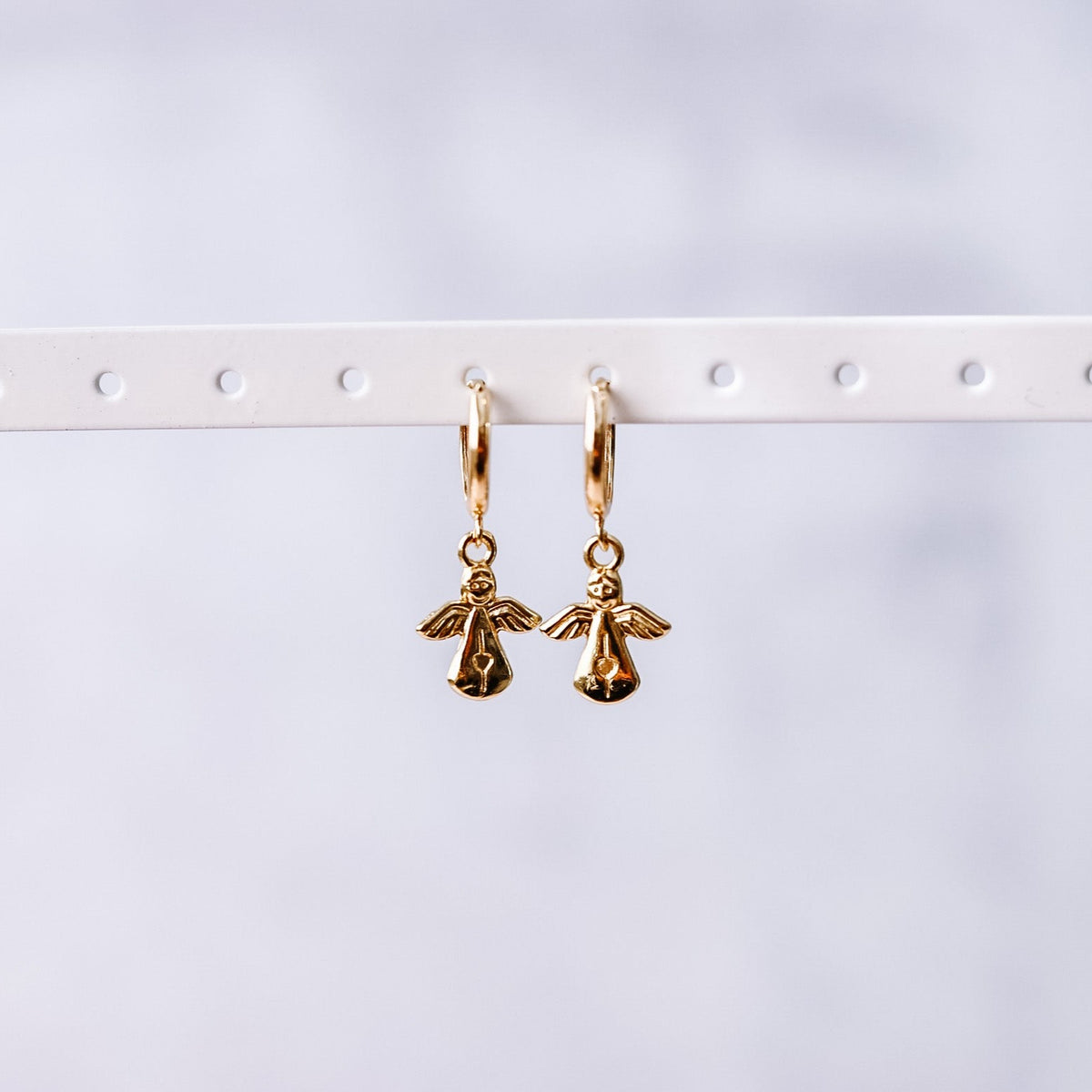 Gold Angel Huggie Hoop Earrings