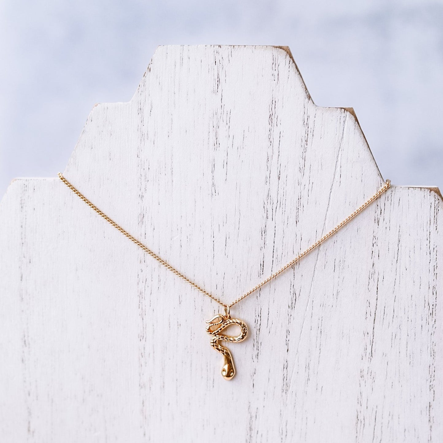Gold Snake Charm Necklace