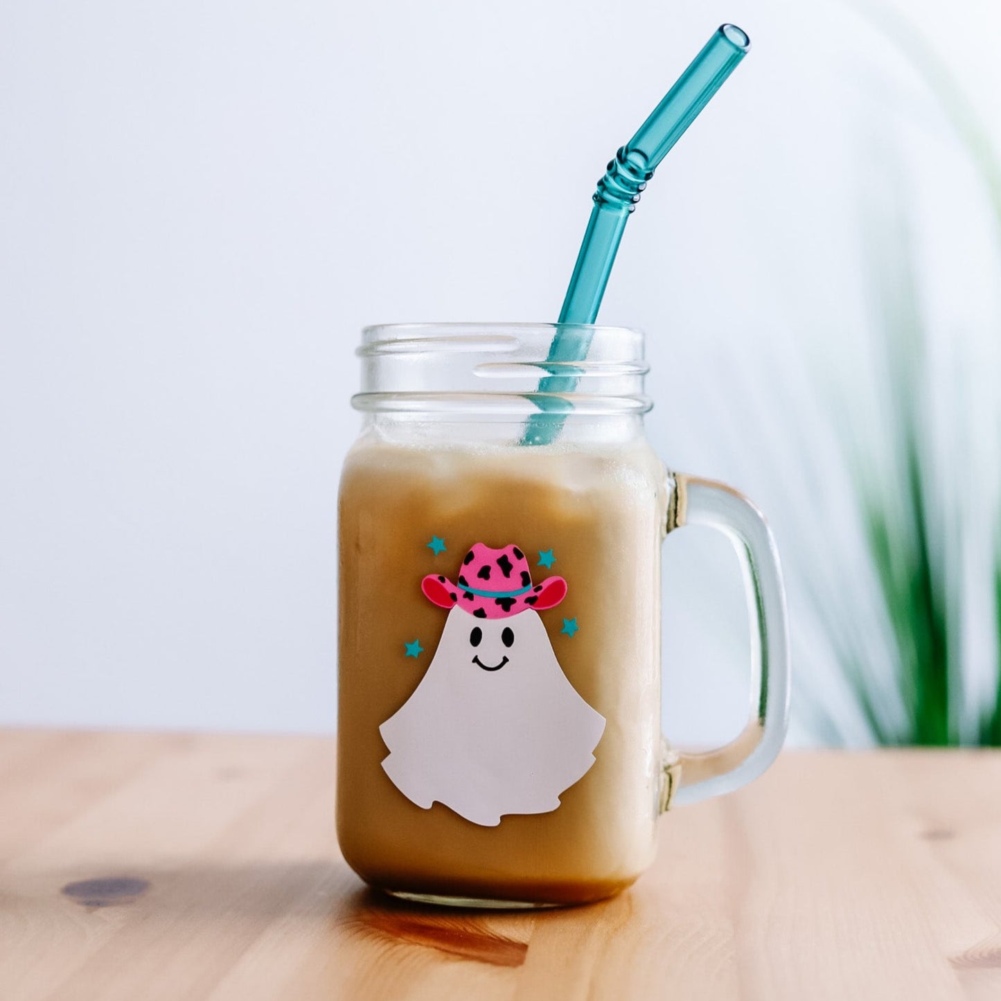 Ghost Cowgirl Mason Jar Glass