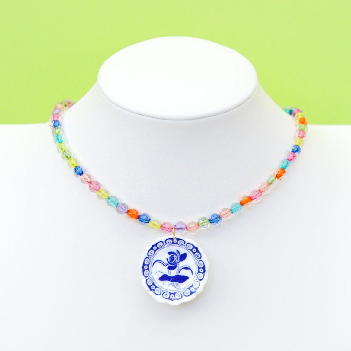 Vintage Plate Beaded Necklace