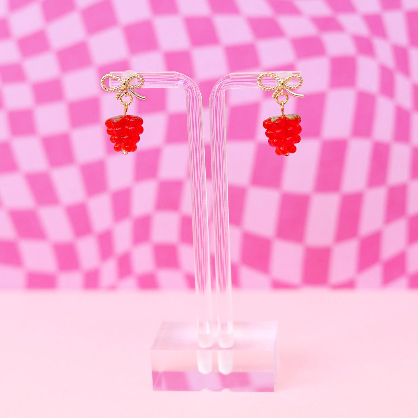 Raspberry Bow Earrings