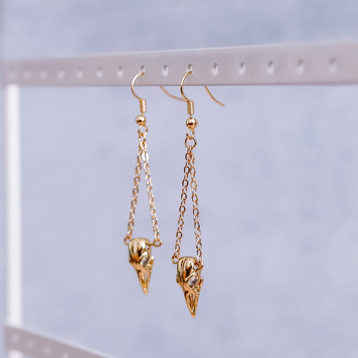 Bird Skull Chain Earrings
