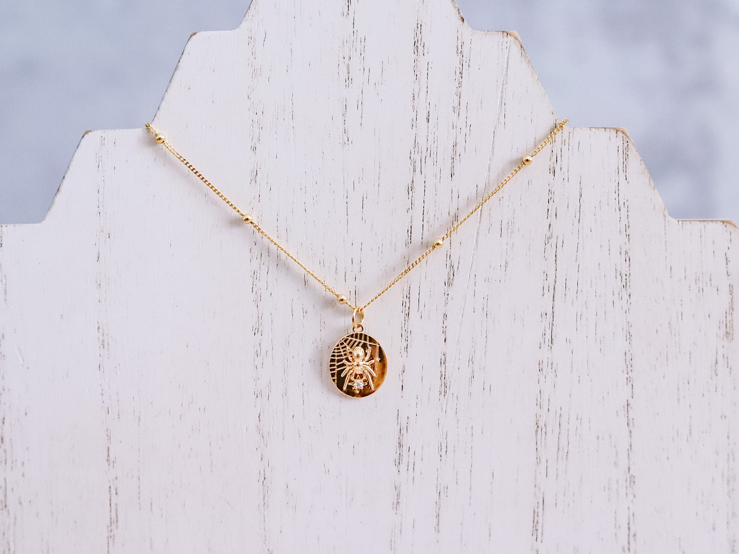 Spider & Web Charm Necklace