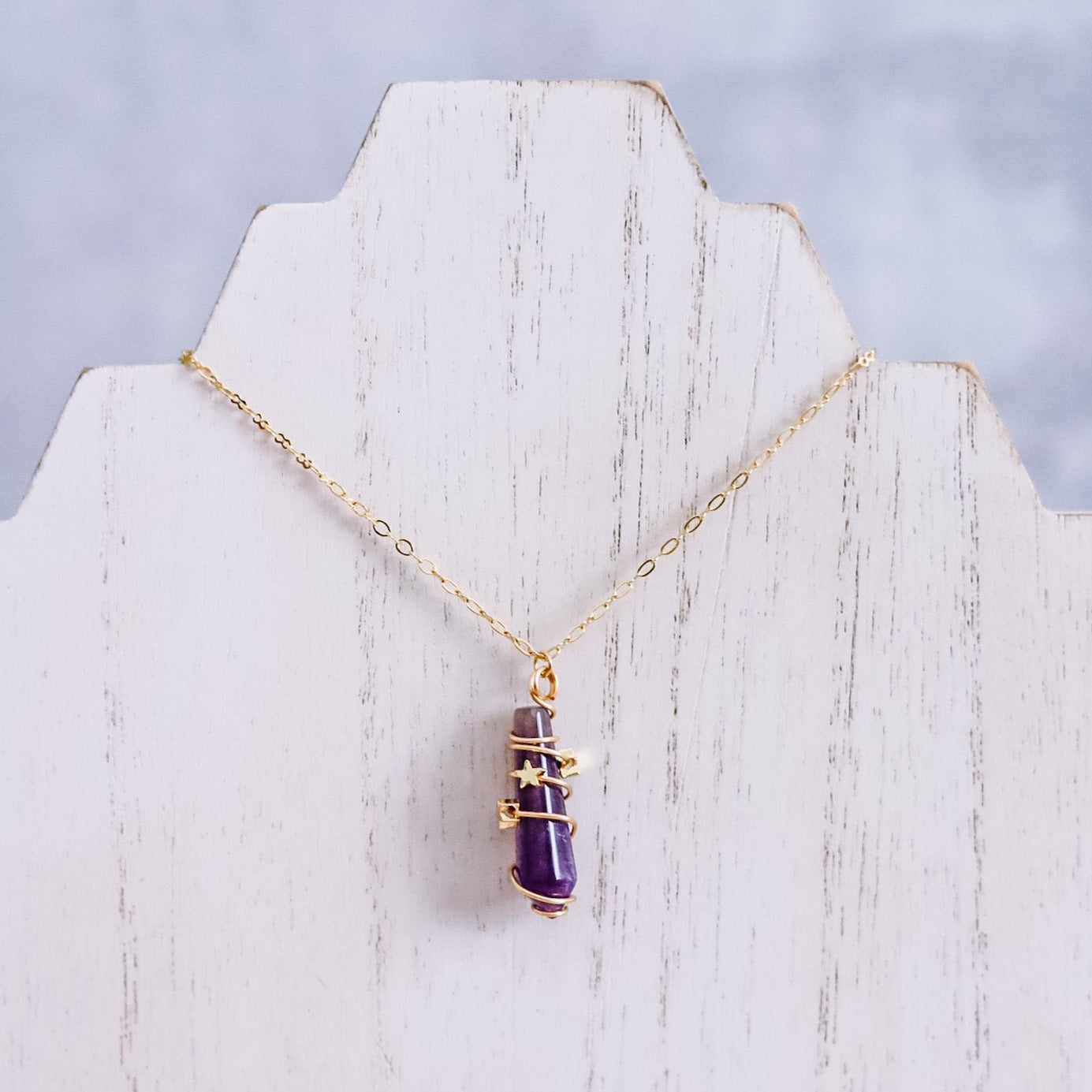 Amethyst Wrapped Pendant Necklace