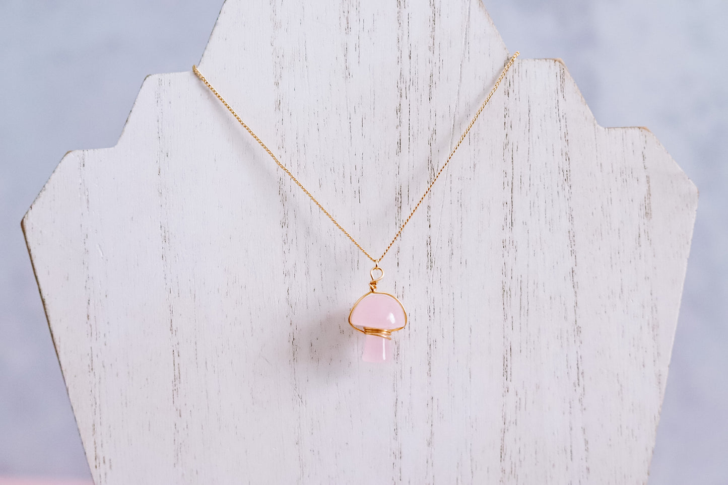 Rose Quartz Mushroom Pendant Necklace