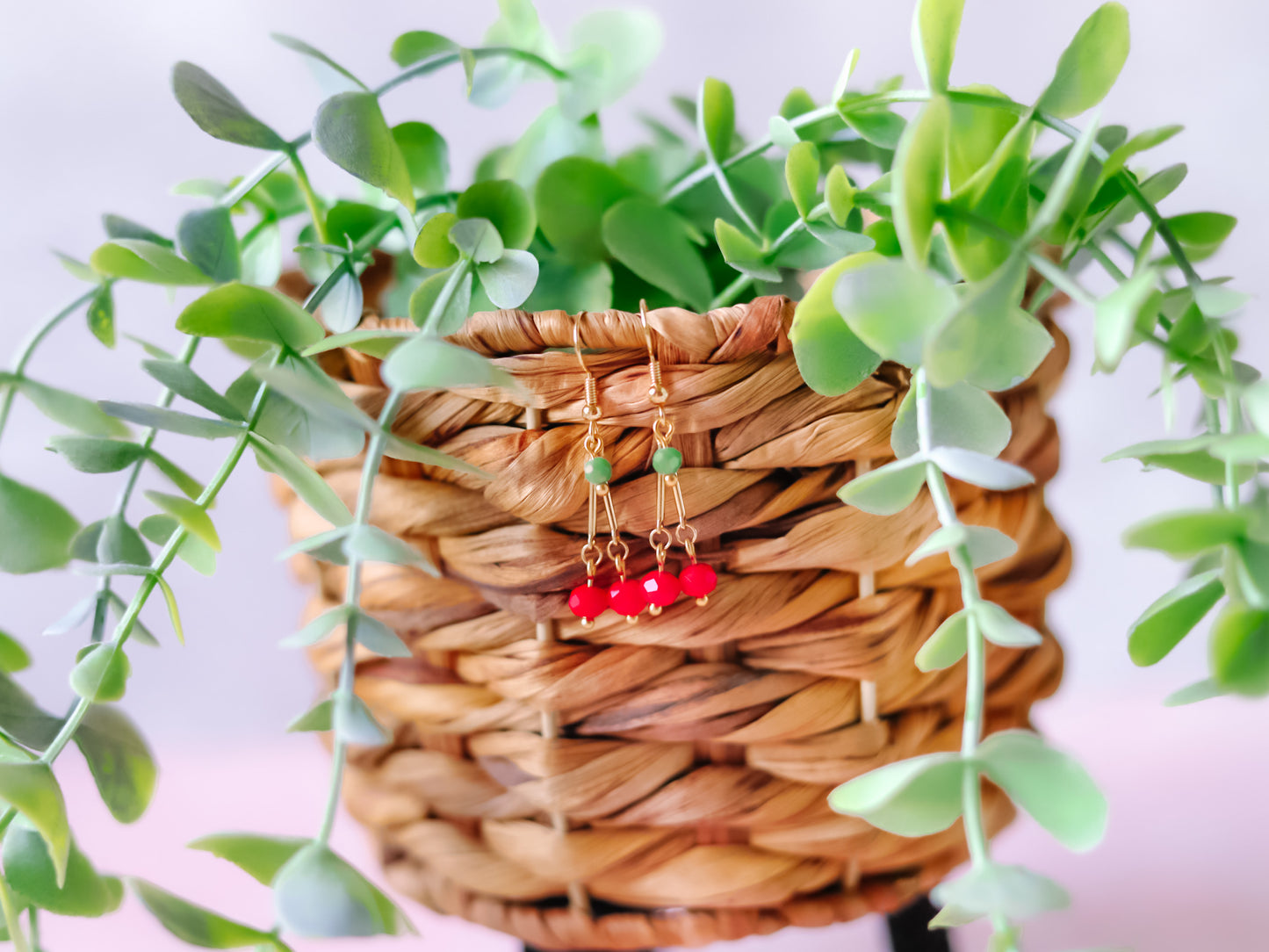 Beaded Cherry Earrings