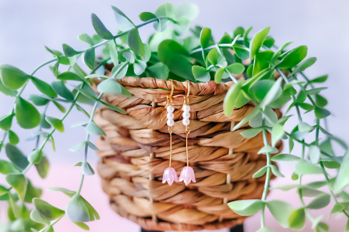 Pink & Pearl Beaded Earrings