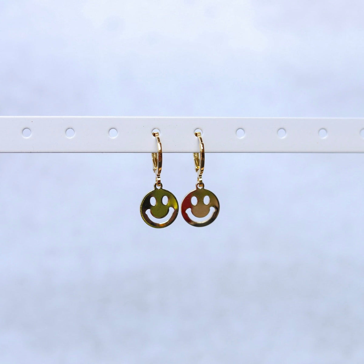 Smiley Face Huggie Hoop Earrings