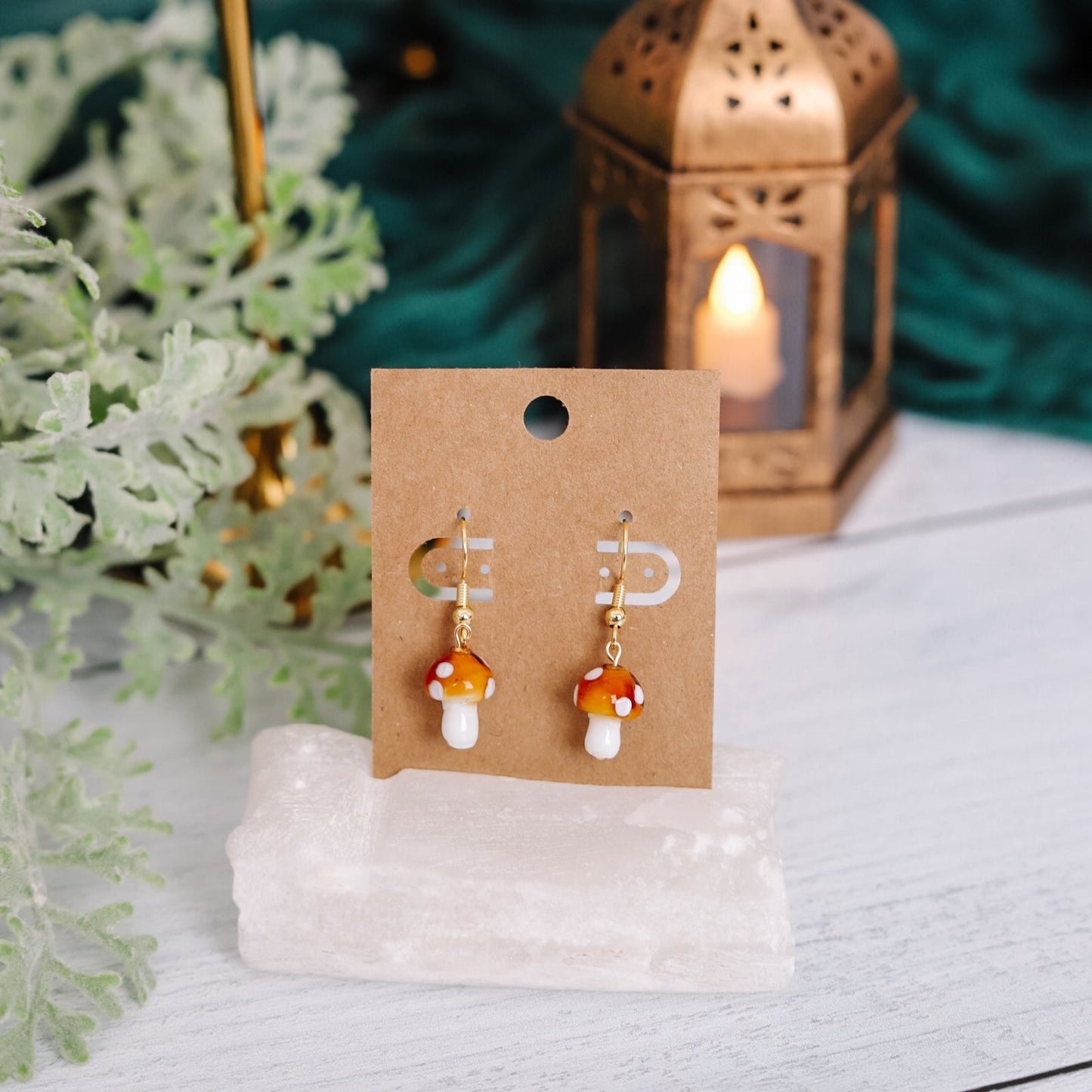 Panther Cap Mushroom Earrings