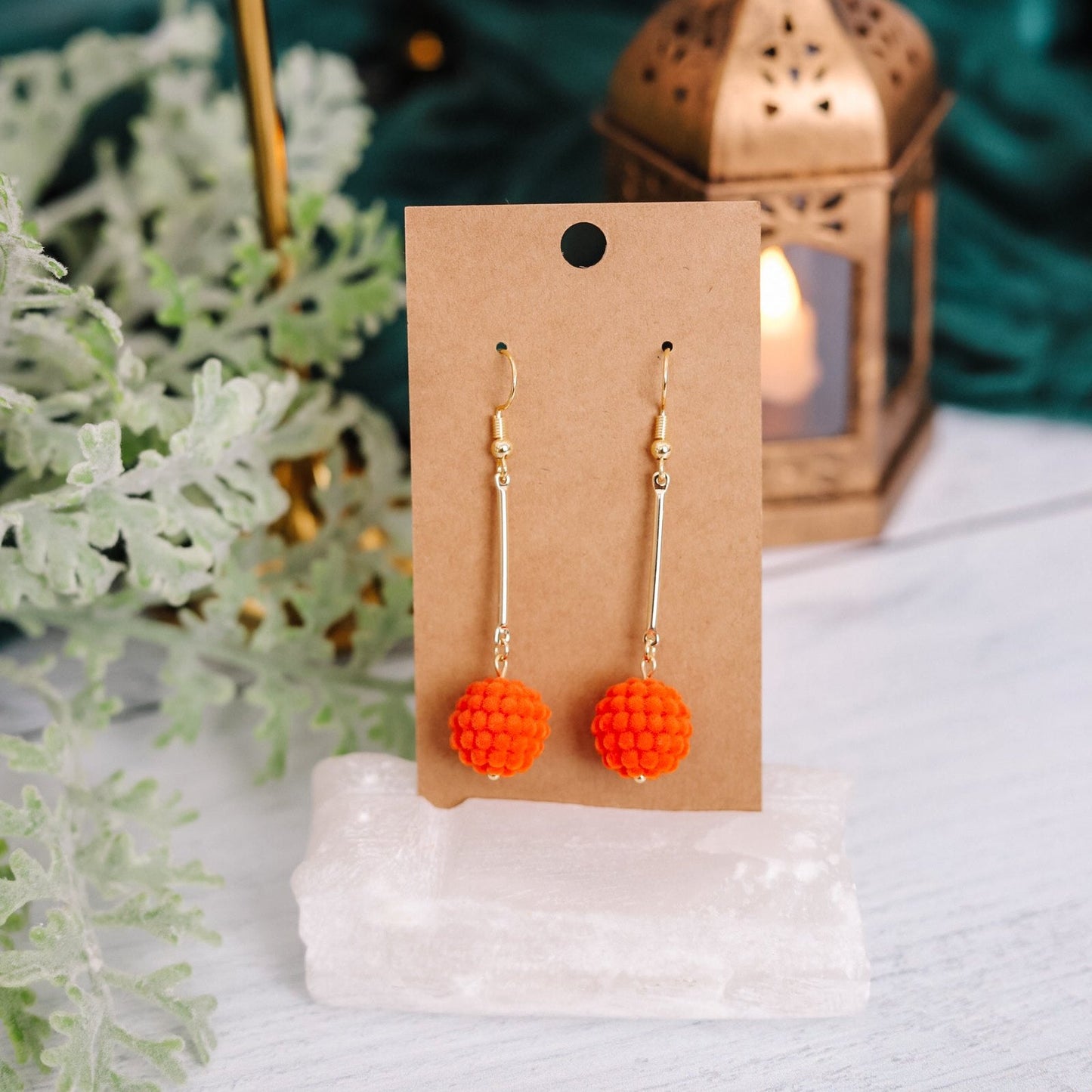 Flocked Fall Pom Earrings