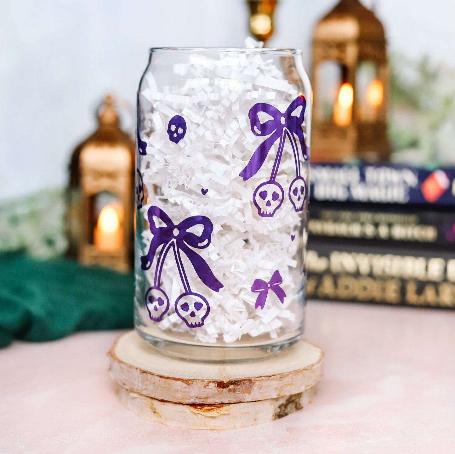 Skull Cherries Glass