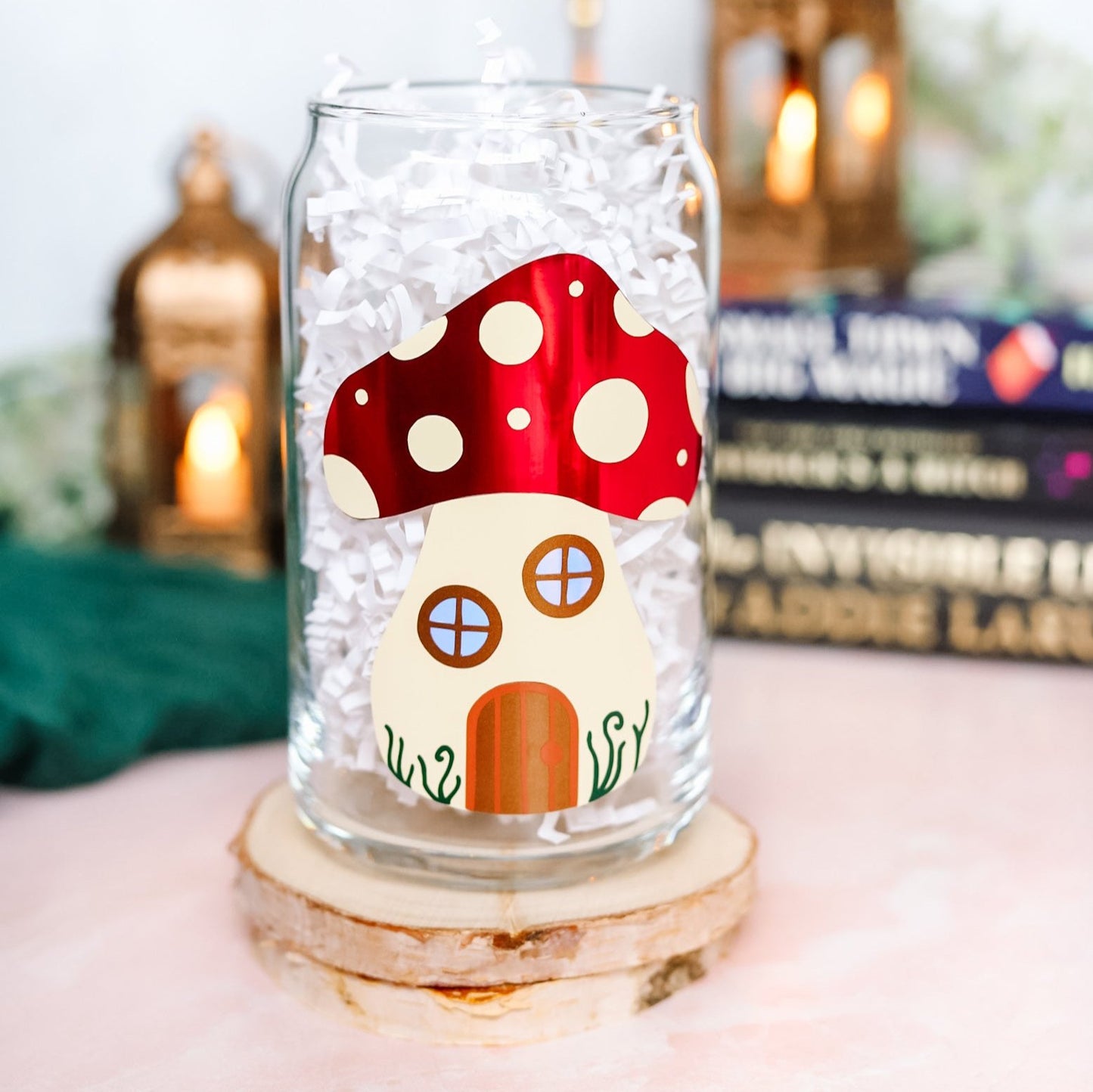 Mushroom Fairy House Glass