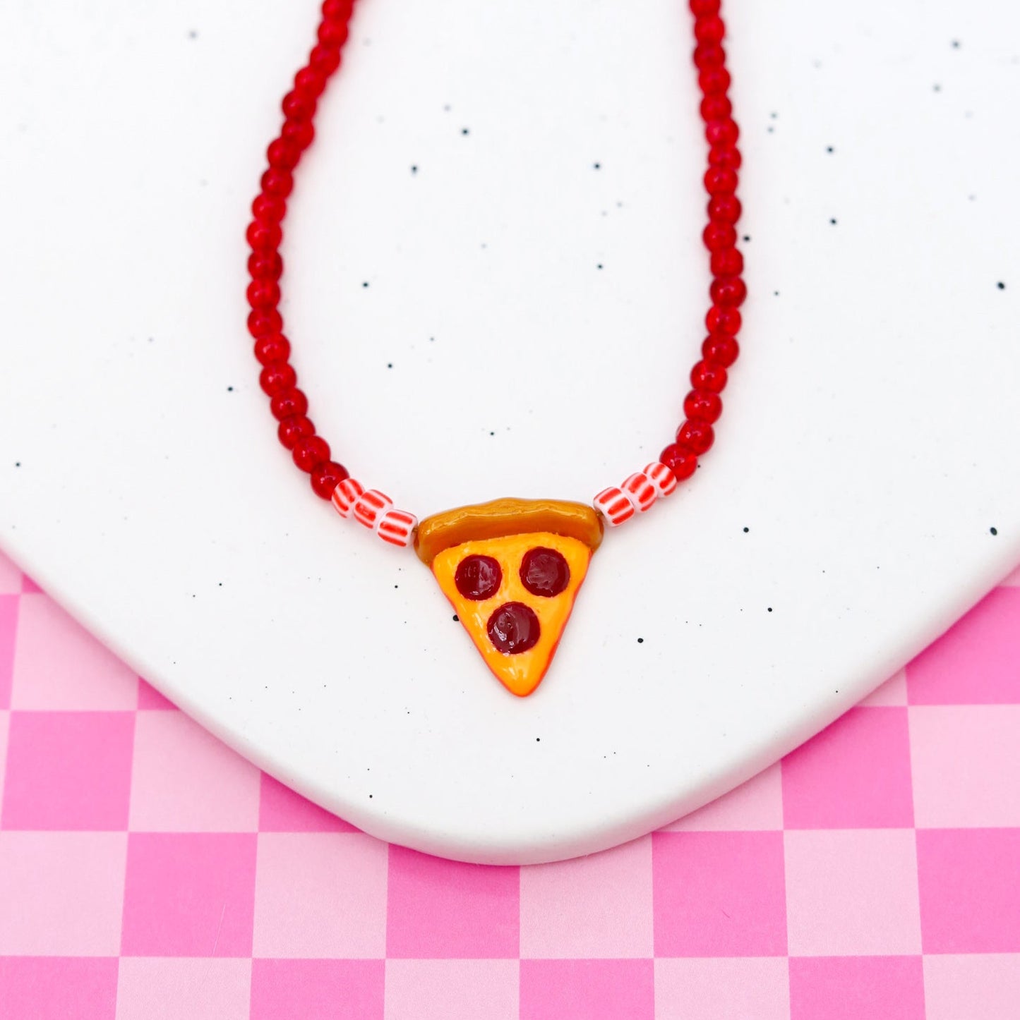 Pizza Beaded Necklace