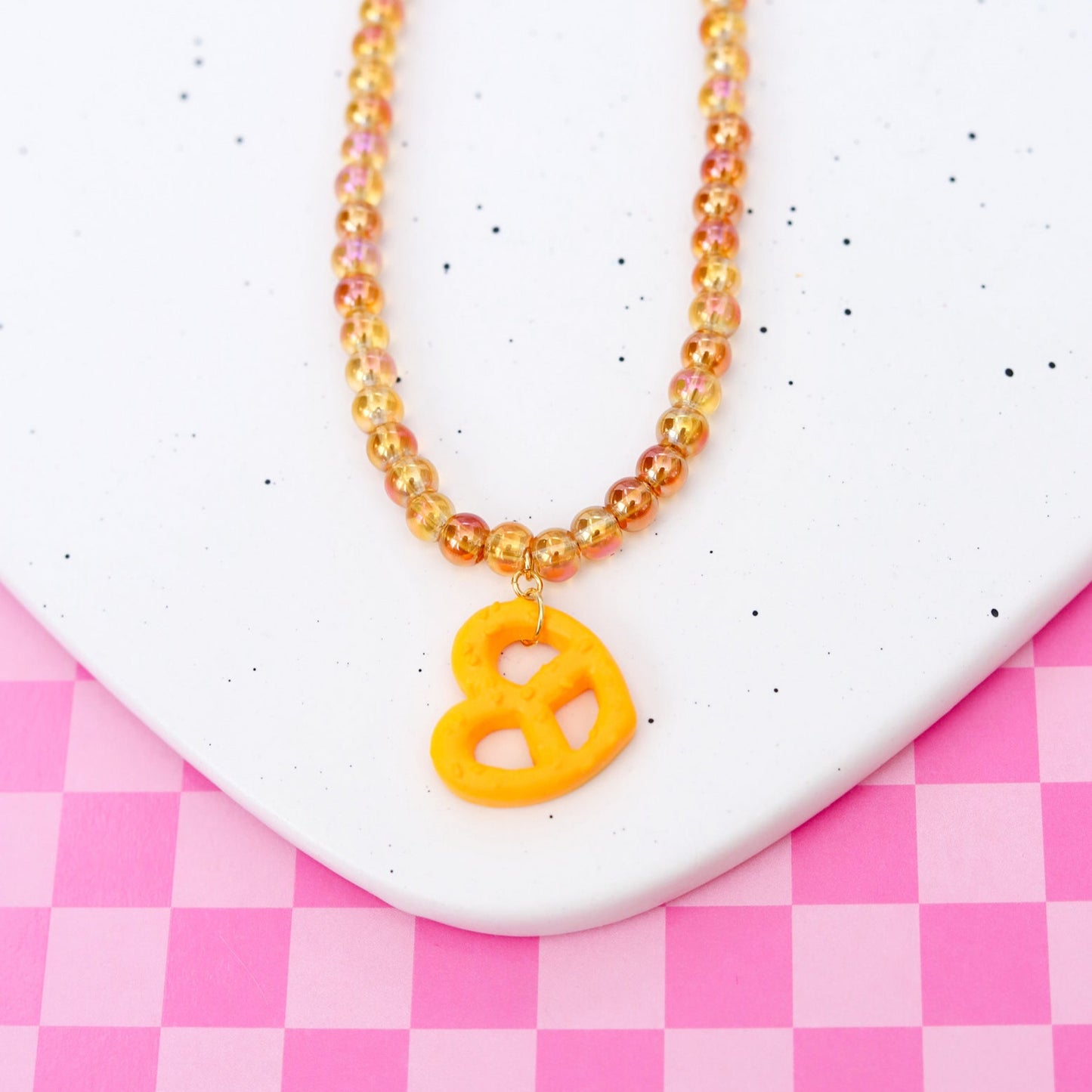 Cheese Pretzel Beaded Necklace
