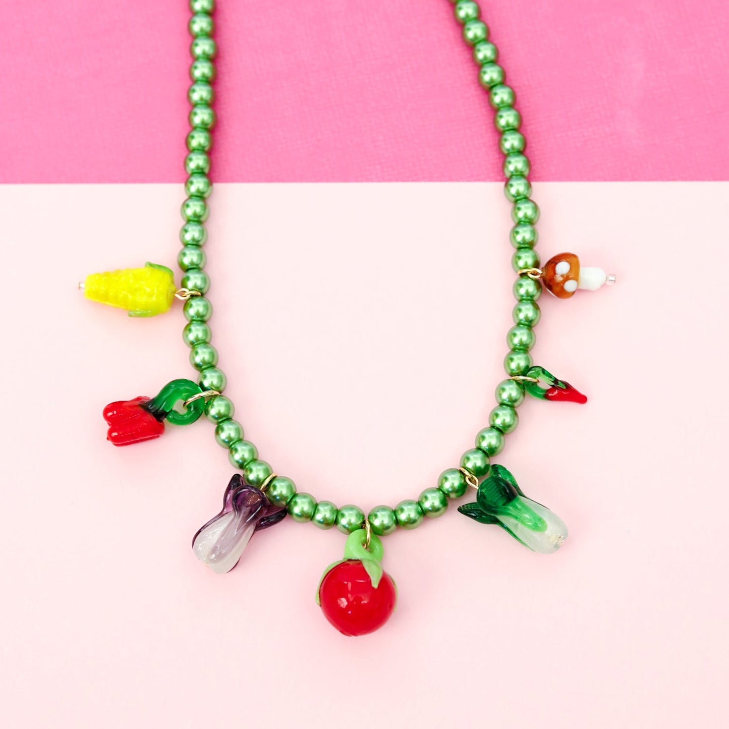 Glass Veggies Charm Necklace
