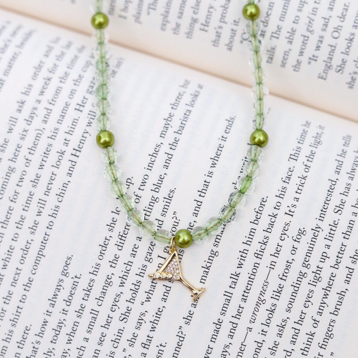 Martini Glass Beaded Necklace