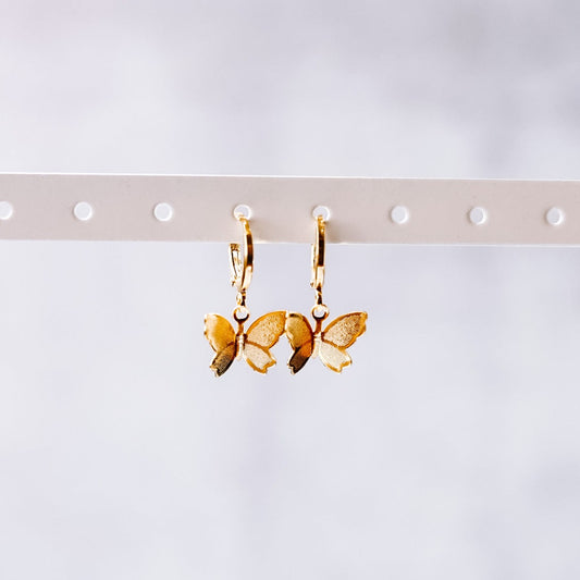 Gold Butterfly Huggie Hoop Earrings