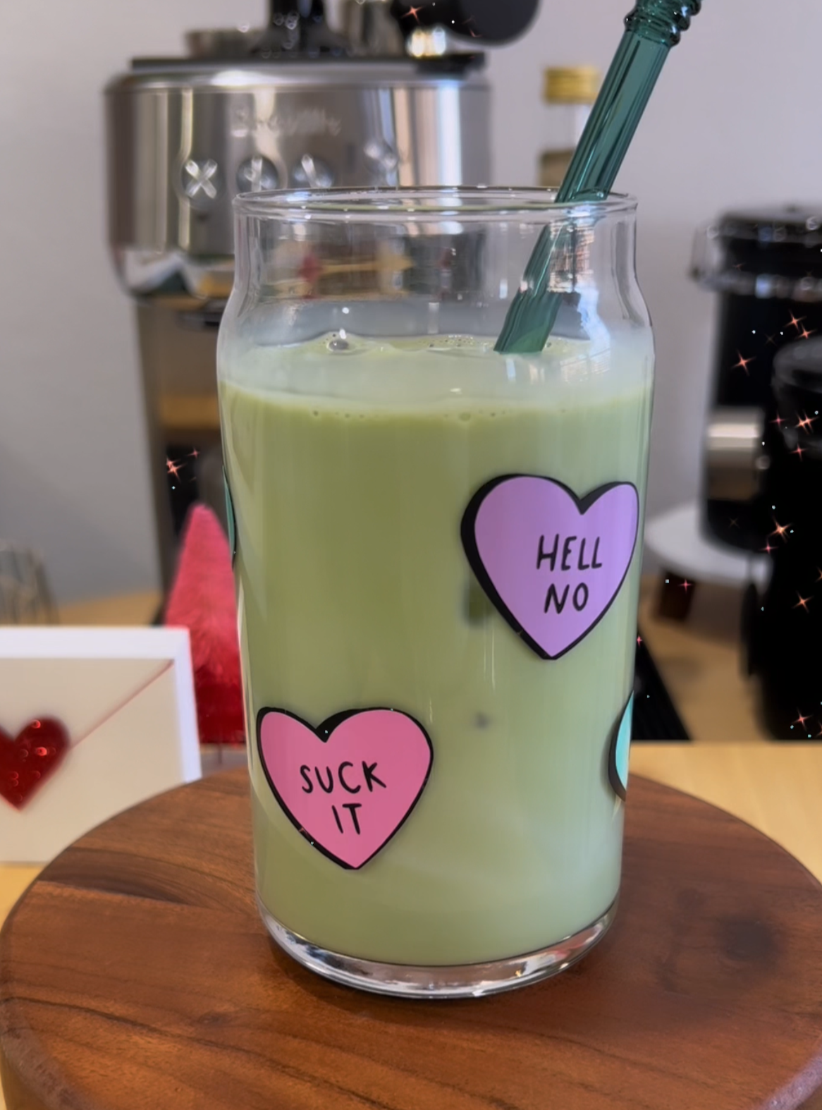 Sassy Conversation Hearts Glass