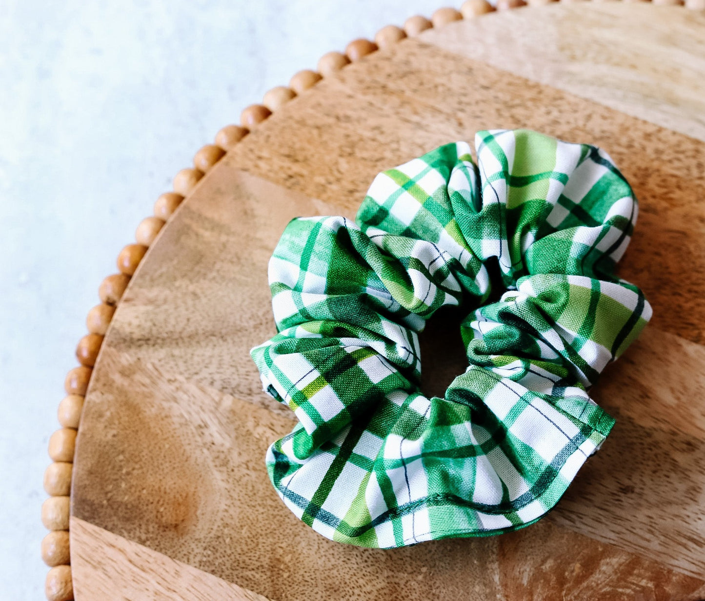 Green Plaid Scrunchie