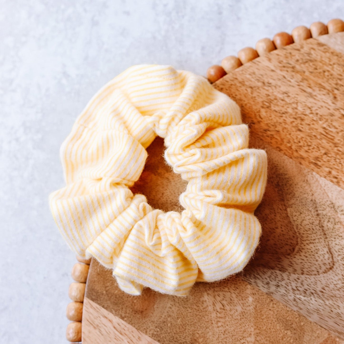 Yellow & White Striped Flannel Scrunchie