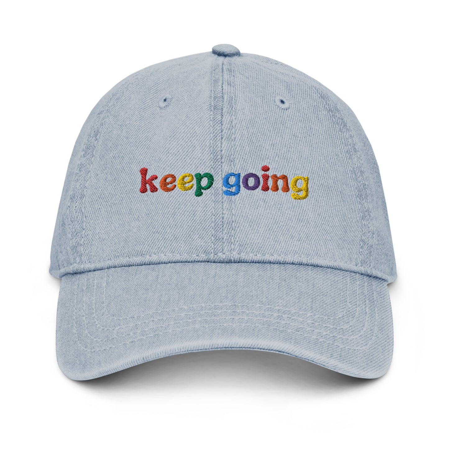 Keep Going Rainbow Embroidered Denim Hat