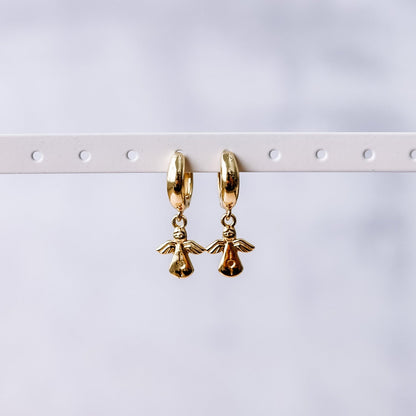 Gold Angel Huggie Hoop Earrings