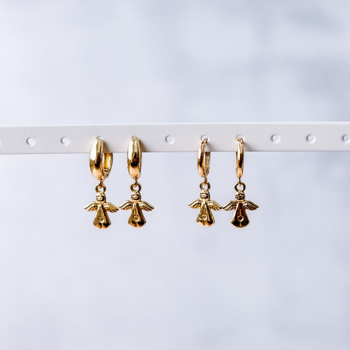 Gold Angel Huggie Hoop Earrings