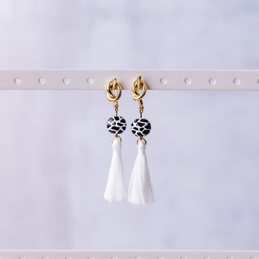 Cow Print Tassel Earrings