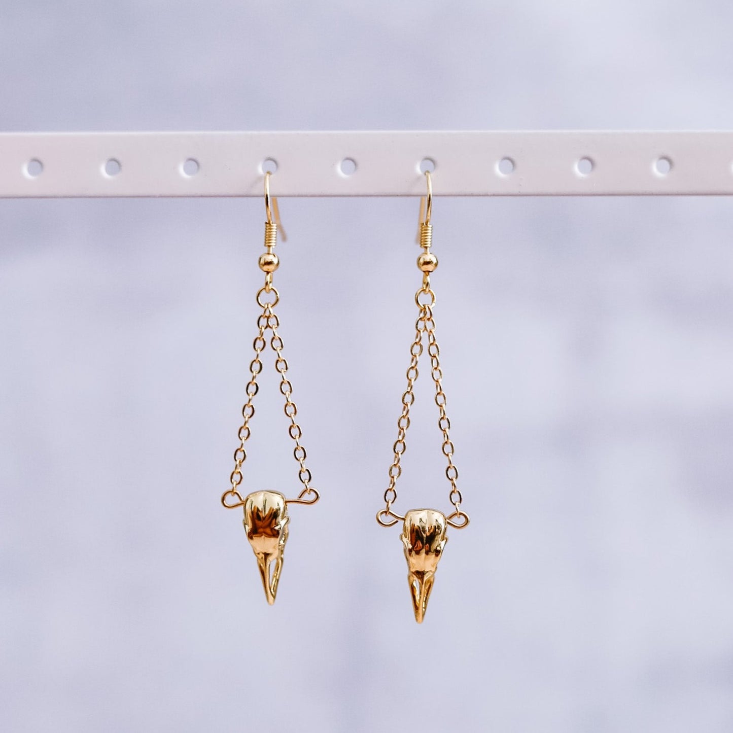 Bird Skull Chain Earrings