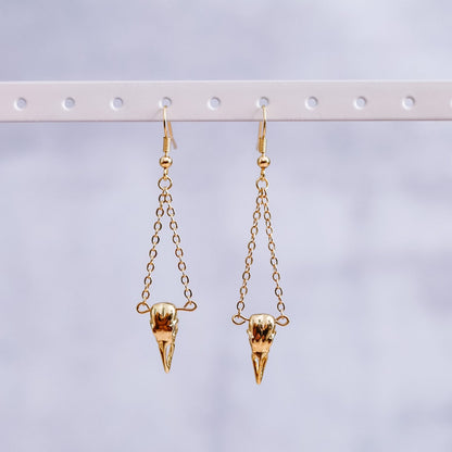 Bird Skull Chain Earrings