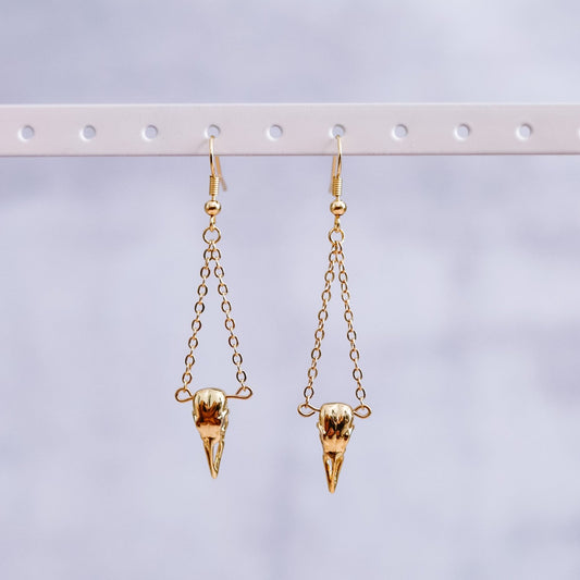Bird Skull Chain Earrings
