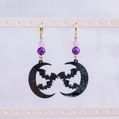 Moon & Bat Acrylic Earrings