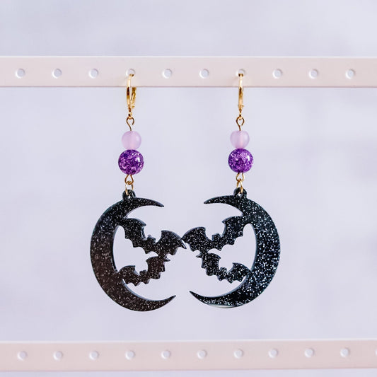 Moon & Bat Acrylic Earrings