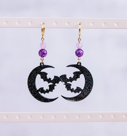 Moon & Bat Acrylic Earrings