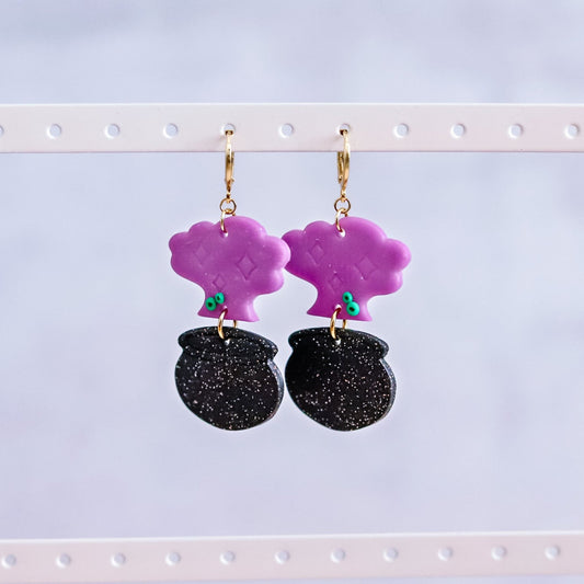 Smoking Cauldron Clay Earrings