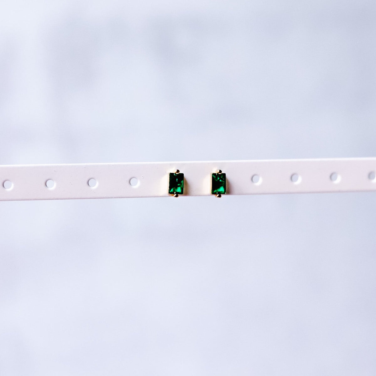 Green Baguette CZ Stud