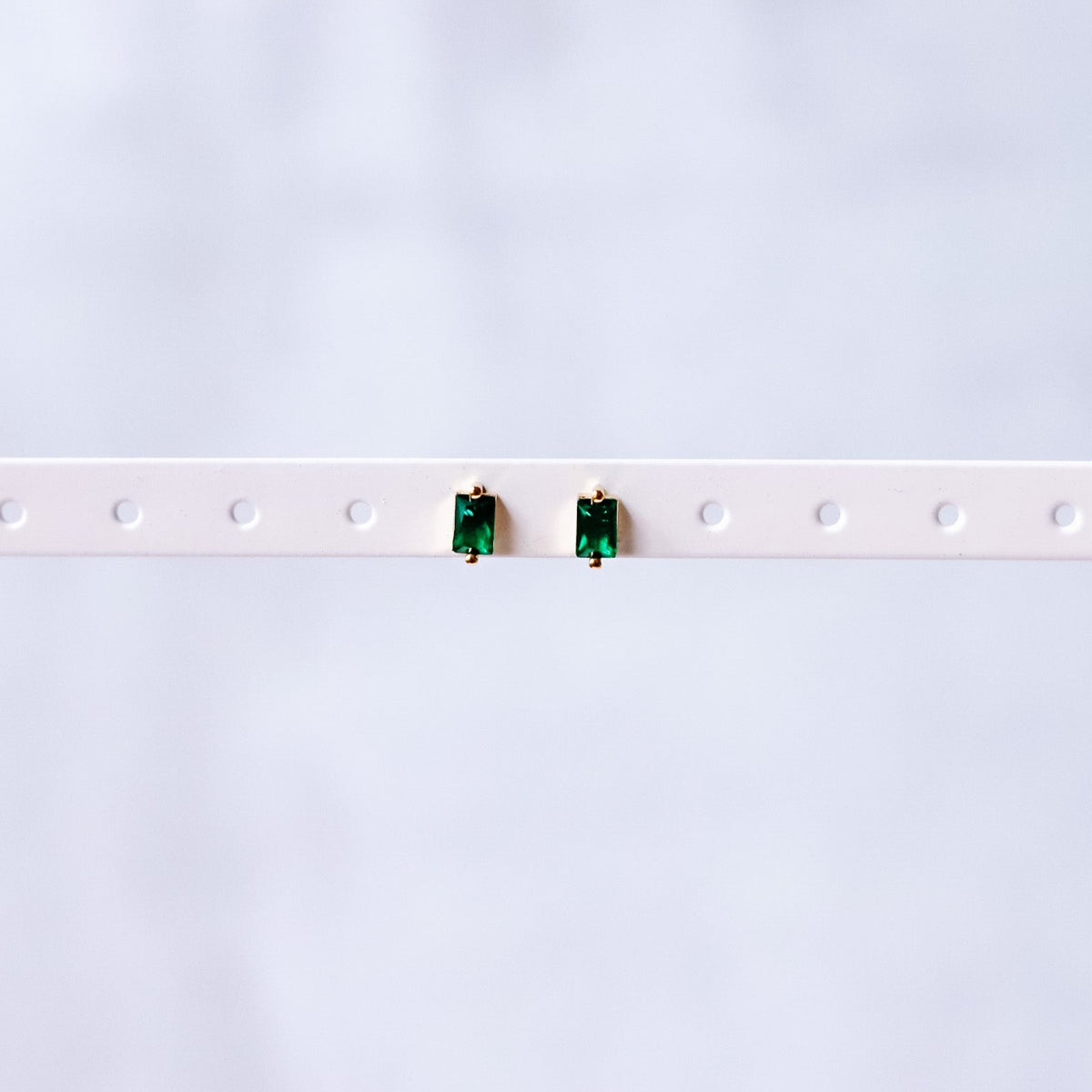 Green Baguette CZ Stud