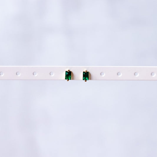 Green Baguette CZ Stud