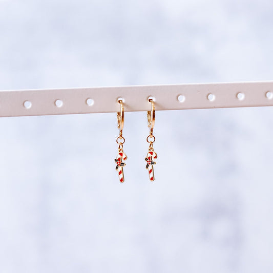 Candy Cane Huggie Hoop Earrings
