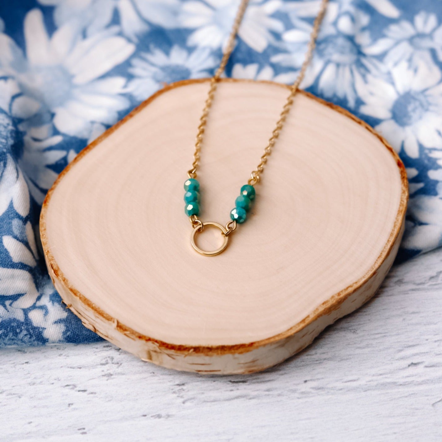 Dainty Turquoise Circle Necklace