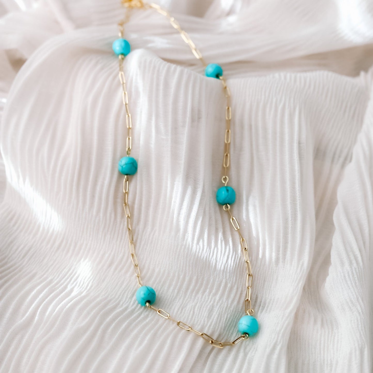 Kissed by Turquoise Paperclip Necklace