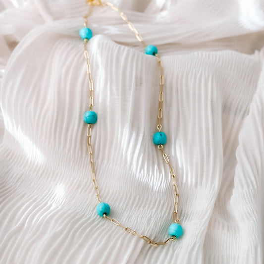 Kissed by Turquoise Paperclip Necklace