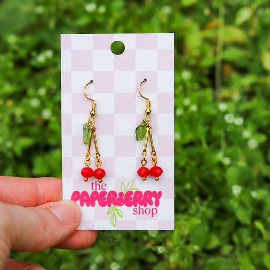 Beaded Cherry Earrings