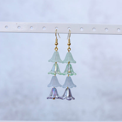 Blue Ombre Floral Bell Earrings