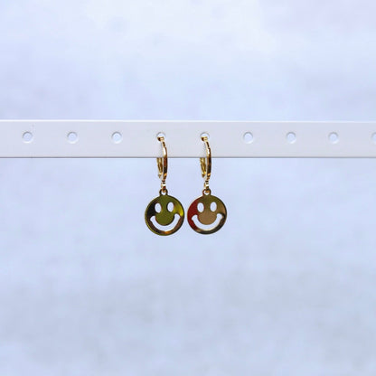 Smiley Face Huggie Hoop Earrings