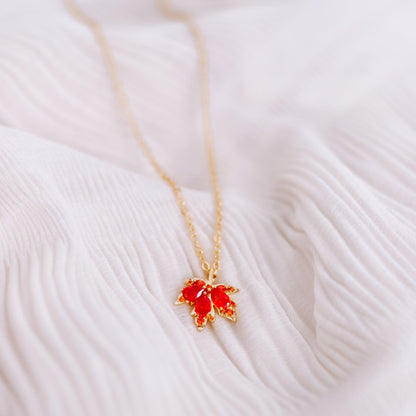 Red Maple Leaf Pendant Necklace