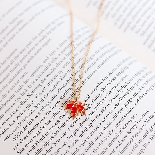 Red Maple Leaf Pendant Necklace