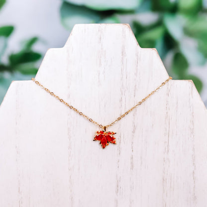 Red Maple Leaf Pendant Necklace