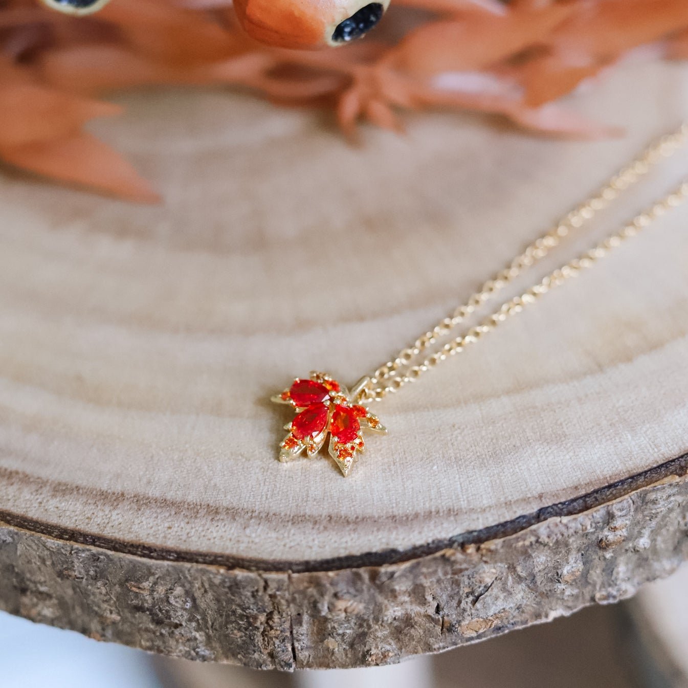 Red Maple Leaf Pendant Necklace