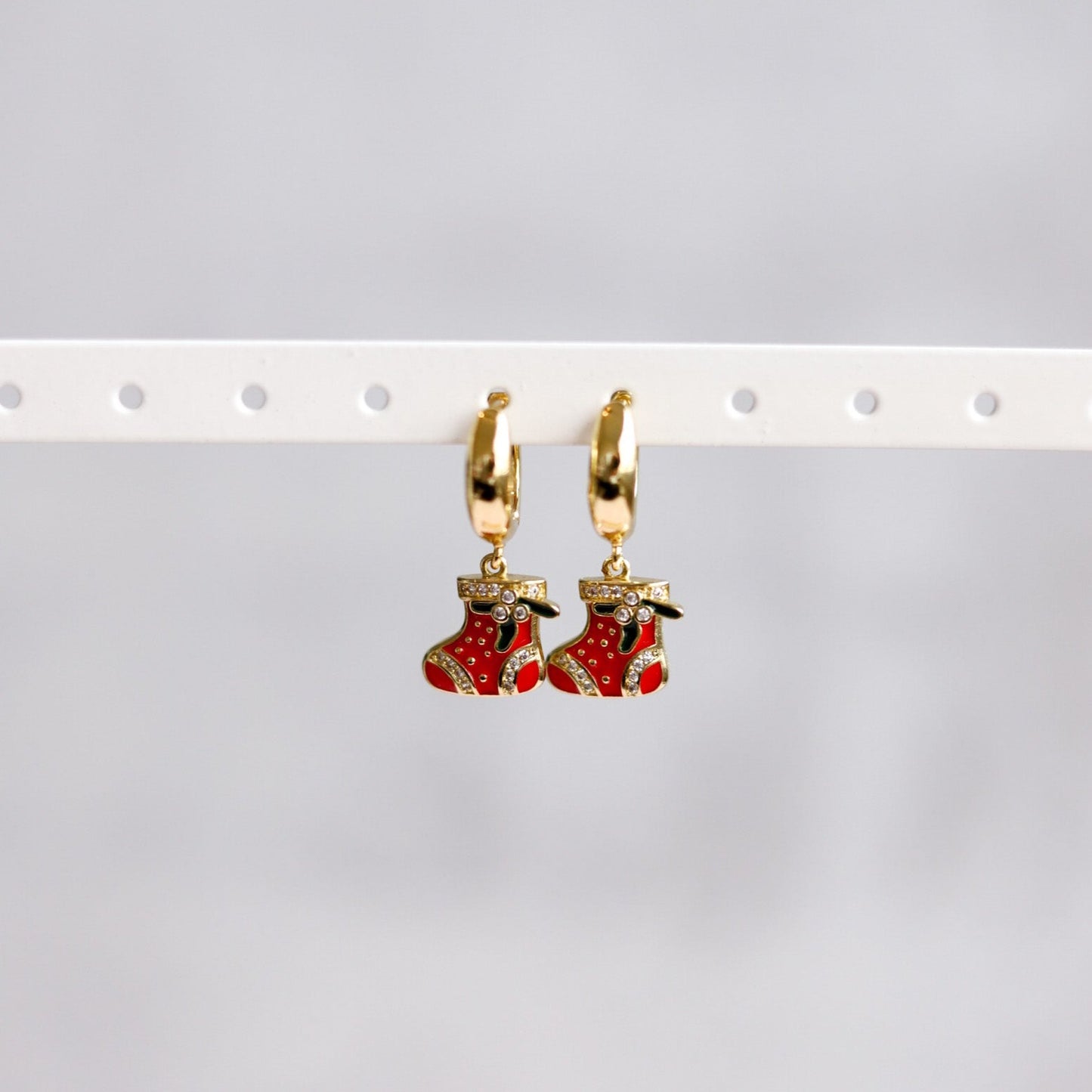 Christmas Stocking Huggie Hoop Earrings